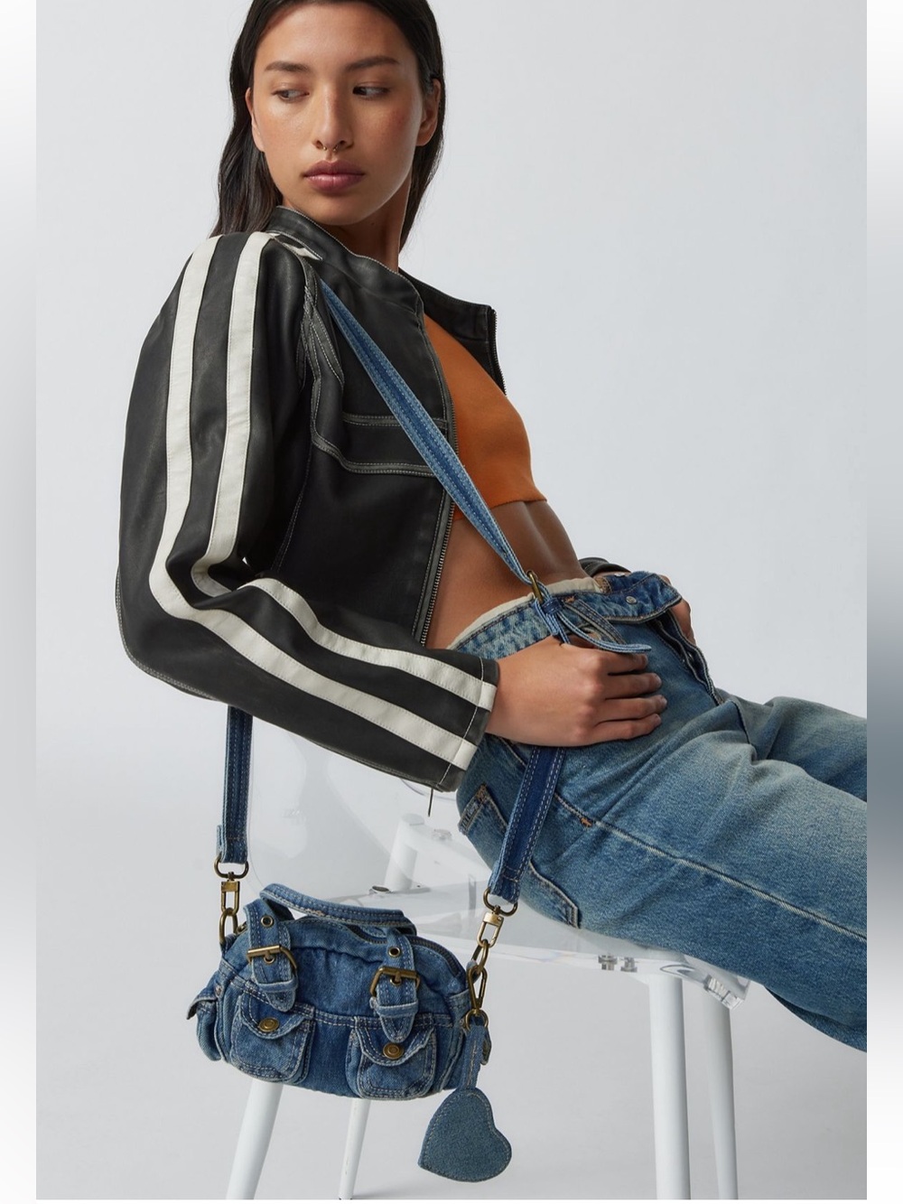 NWT Urban Outfitters BDG Mini Denim Duffle Crossbody Bag
